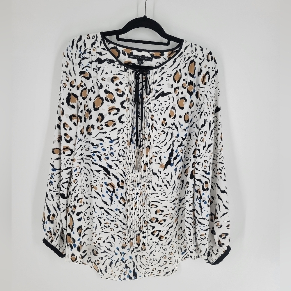 White House Black Market Leopard-Print Blouse‎ Women’s Small